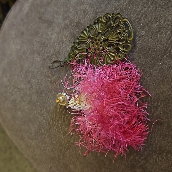 Mismatched Baublebar Fuzzy Tassel Filigree Rave Dangle Earrings - Picture 5 of 6